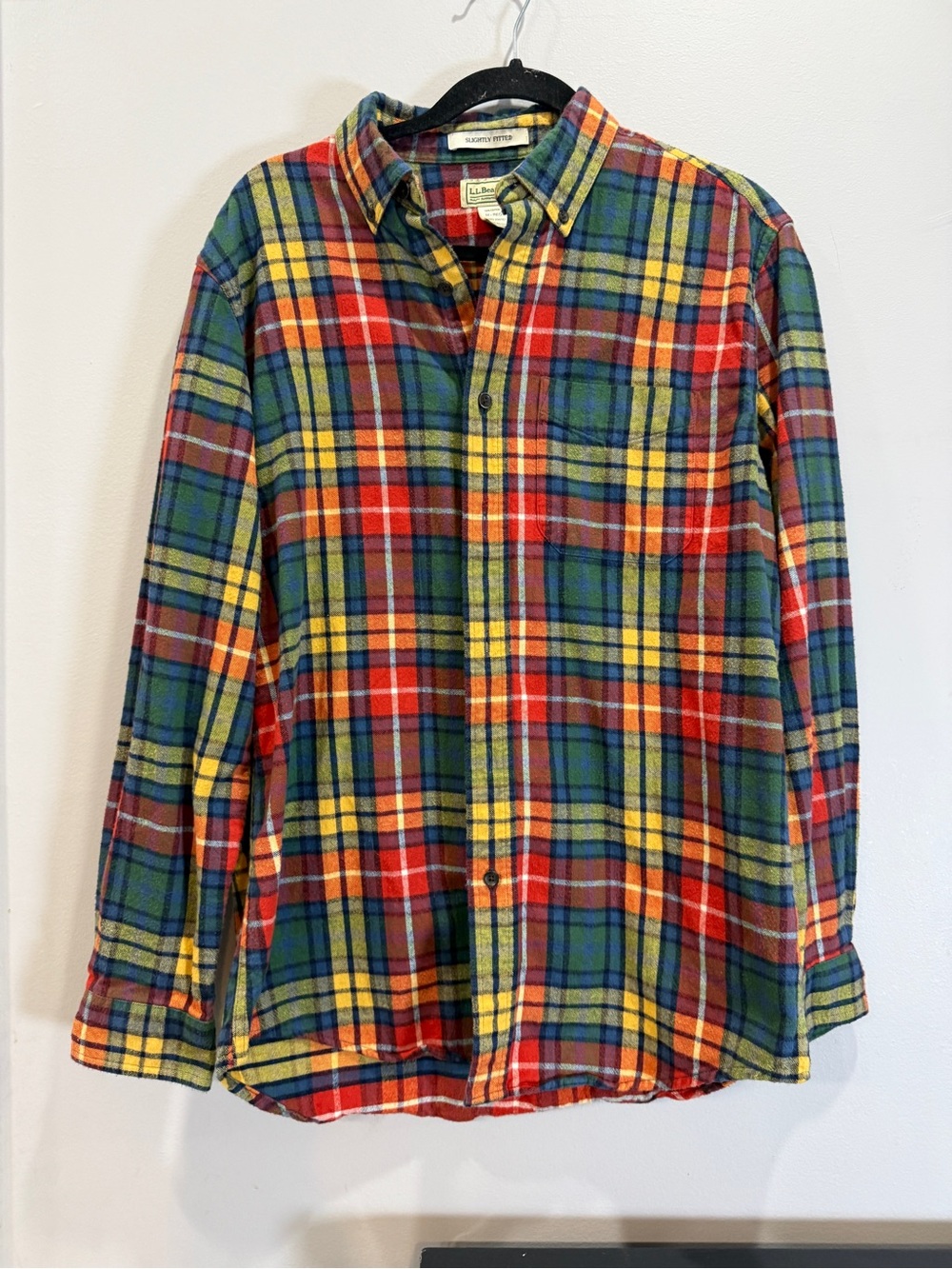 L.L. Bean Men’s Red Green Yellow Plaid Button-Down Shirt